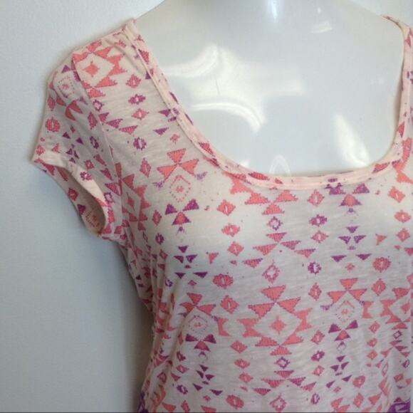AMERICAN EAGLE Pink Tribal Burnout Favorite Tee Large NEW - Picture 3 of 7